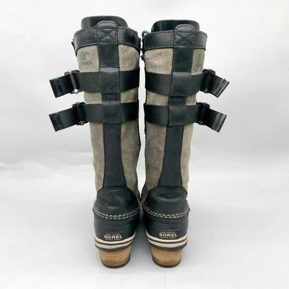 Sorel Womens 7 Conquest Carly II Boots Waterproof Black Gray Tall Winter Snow - Picture 7 of 11